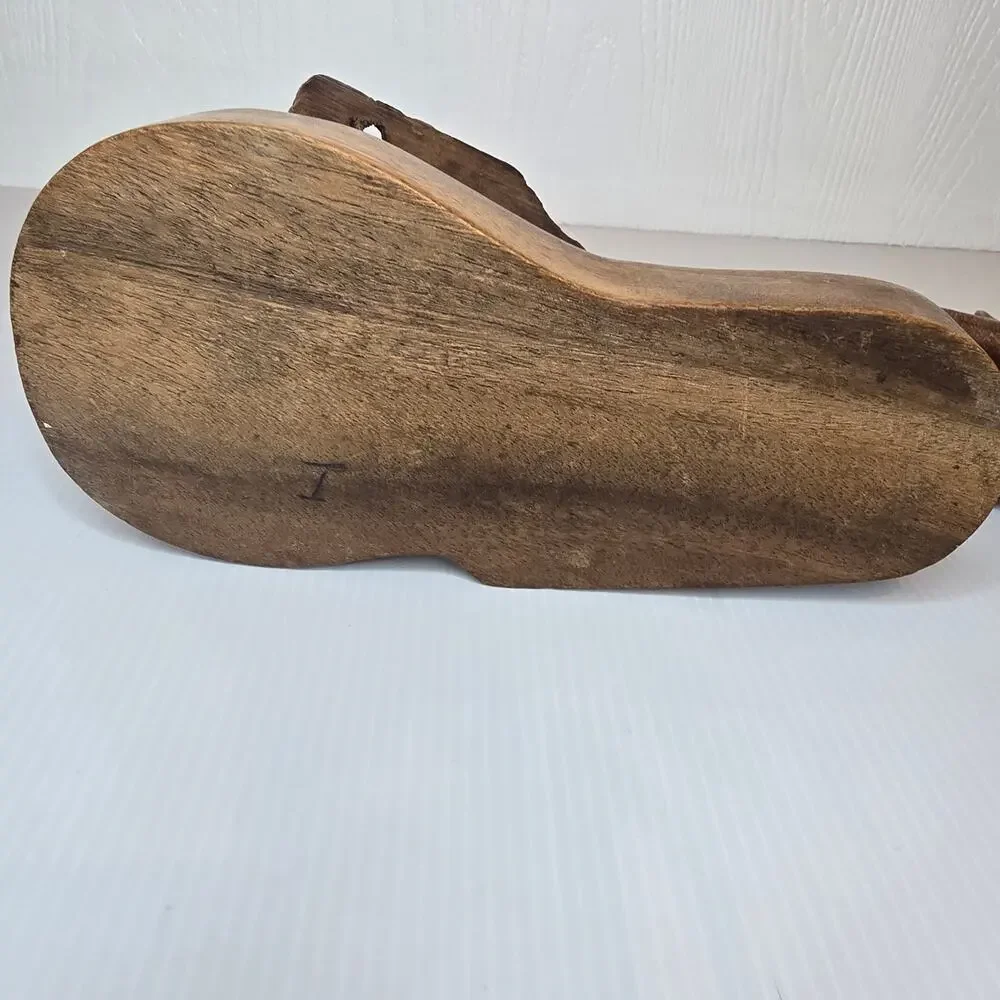 Vintage Wood Hand Carved Rearing Jumping Horse Statue with Base 2 Piece *CHIP*